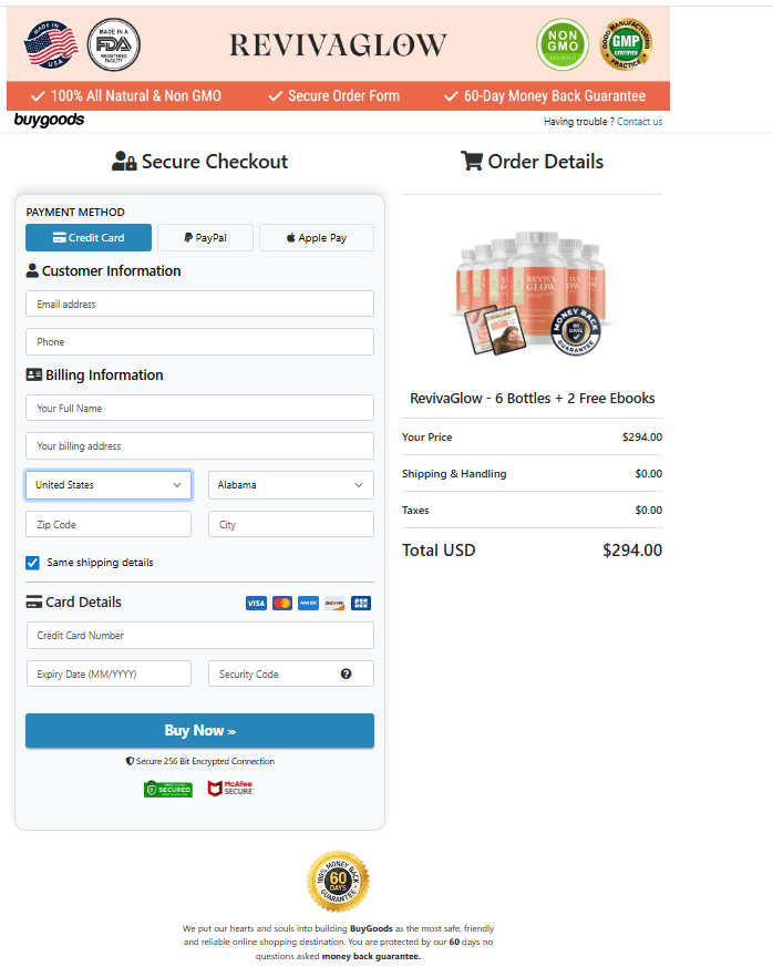 Reviveglow Checkout